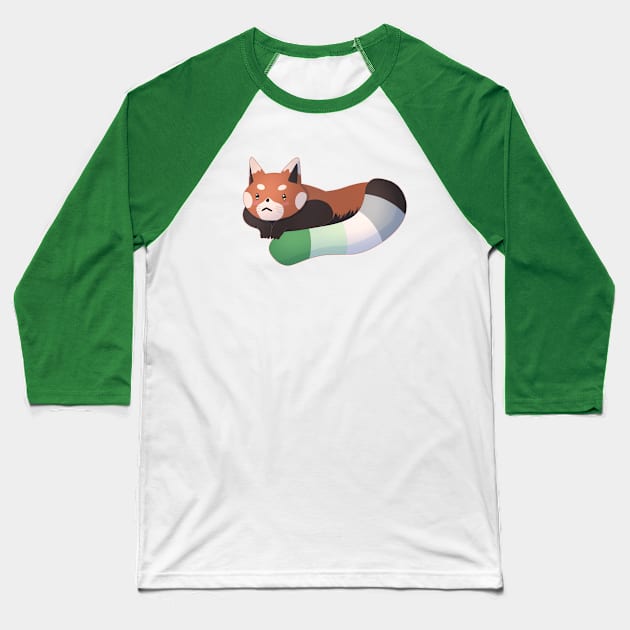 Aromantic Pride Red Panda Baseball T-Shirt by celestialuka